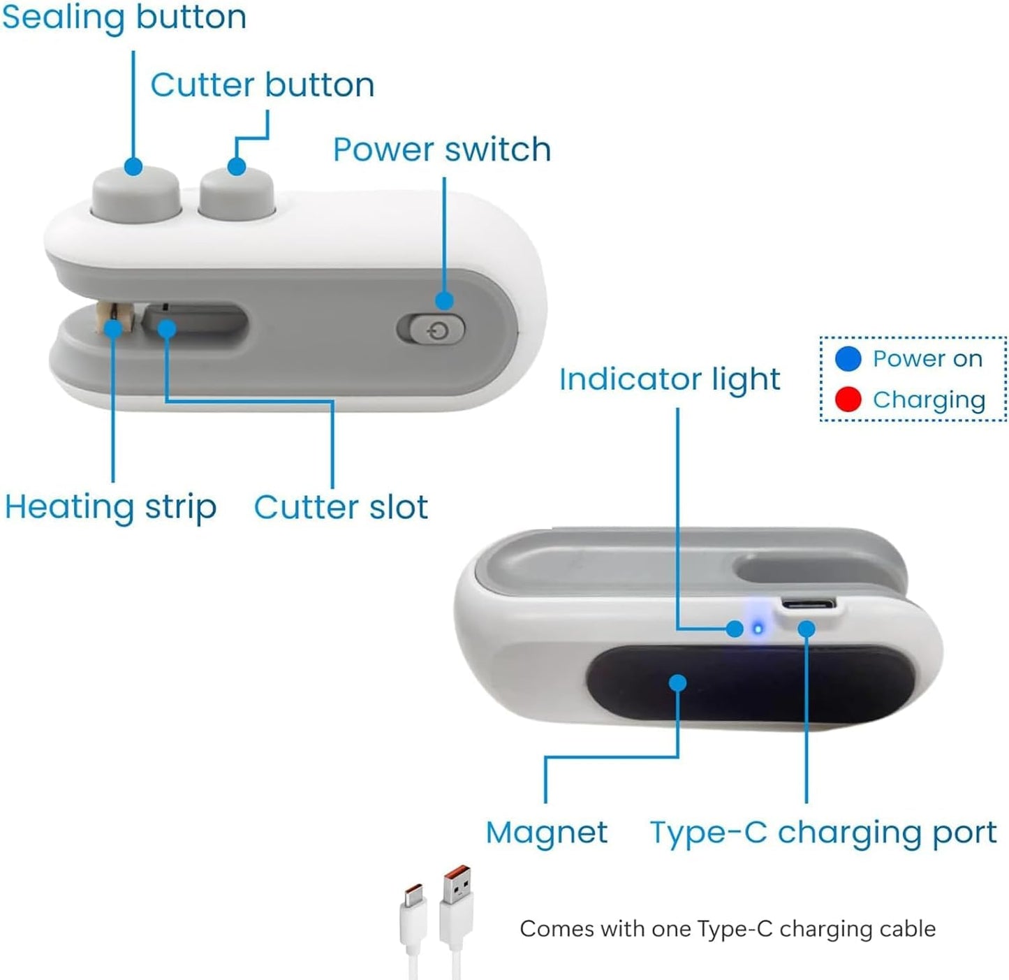 ZIPP ™ Sealer 2 IN 1 USB SEALER WITH CUTTER